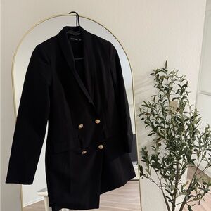 PrettyLittleThing Black Elegant Dress with Gold Buttons